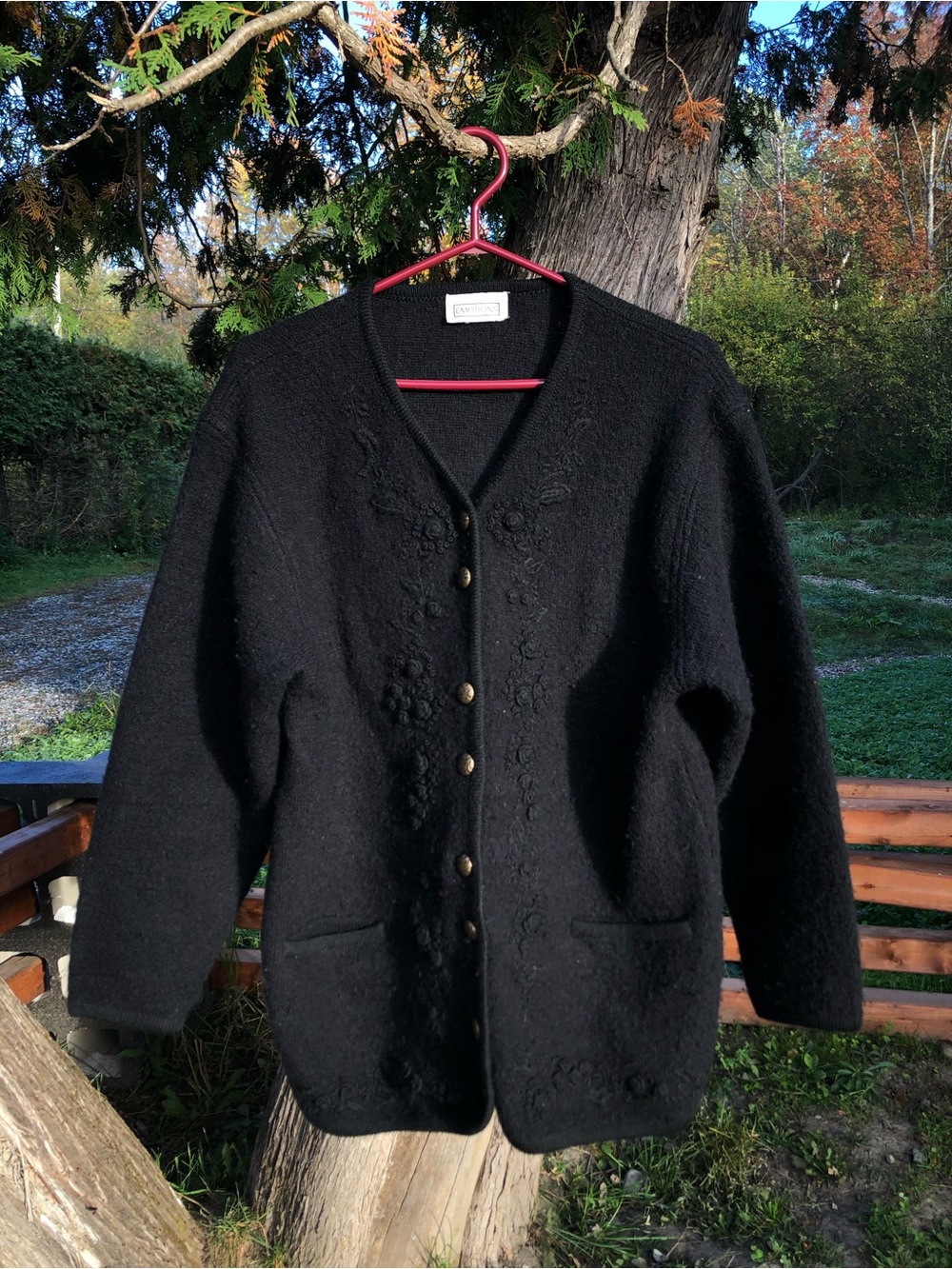Black Women's Button-Front Sweater Cardigan 100%wool- Emotions brand
